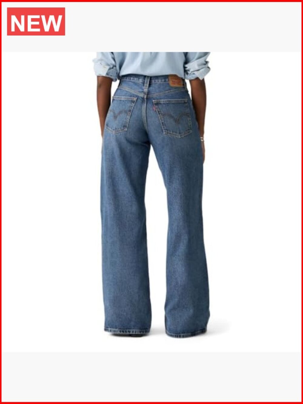 Vintage-Inspired Baggy Wide Leg Jeans, Non-Stretch Cotton - Picture 2 of 3